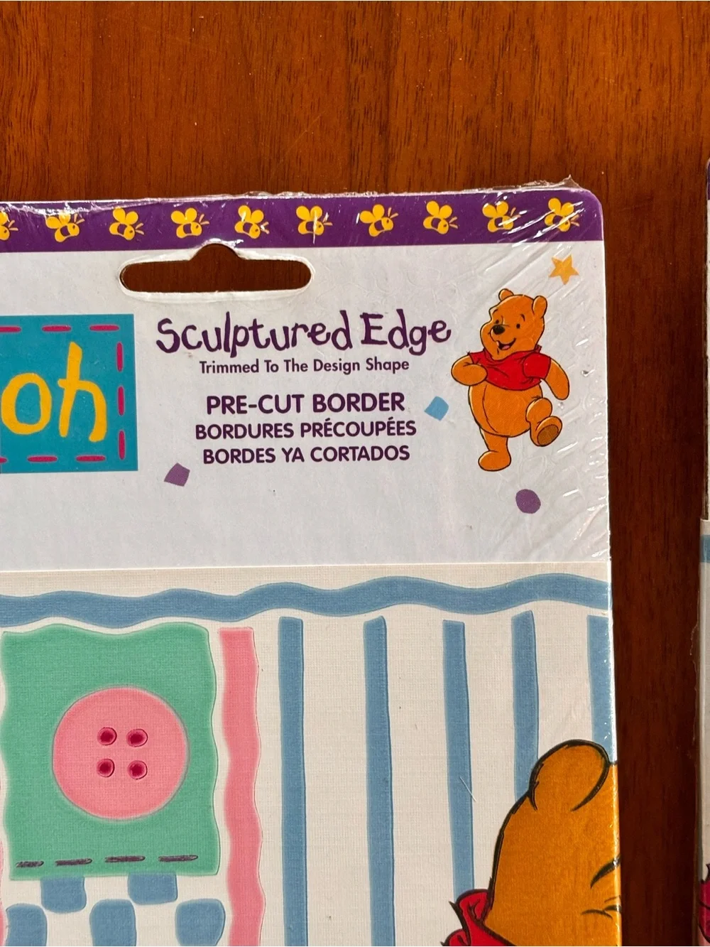 Disney Winnie the Pooh Sculptured EdgeFloral Border - Pink, Blue, Green, Yellow